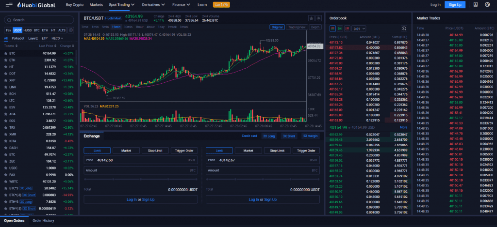 Giao diẹn tỏng quan tren sàn Huobi Global