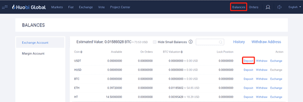 Nap USDT vao tai khoan Huobi Global