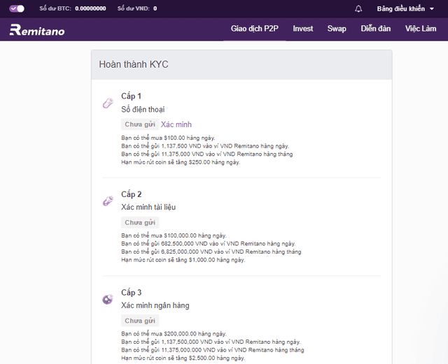 Hướng dẫn xác minh (xác thực - Verify - KYC) tài khoản sàn Remitano