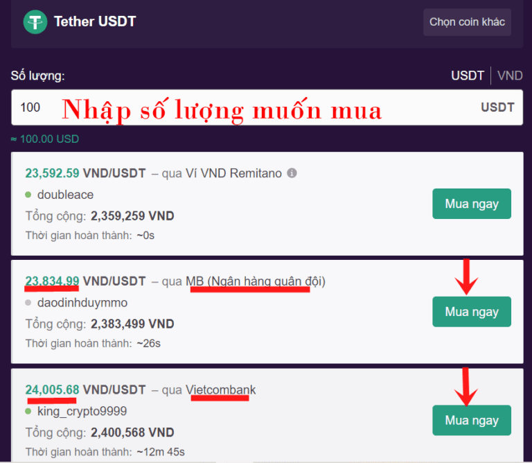 Hướng dẫn mua coin trên sàn Remitano