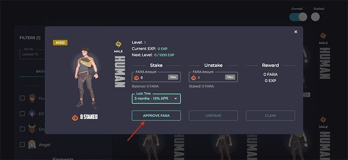 chọn approve fara ở ví metamask