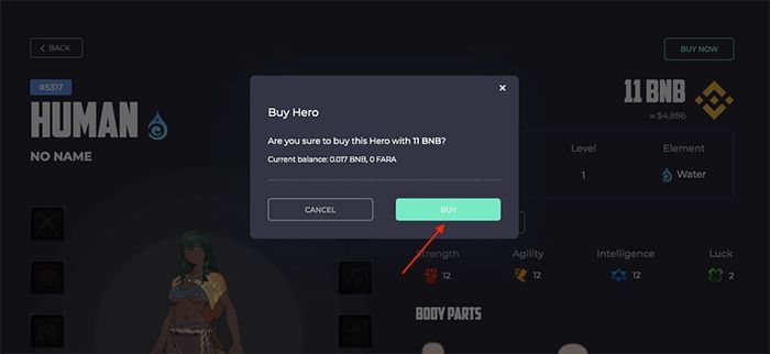 xác nhận mua hero faraland