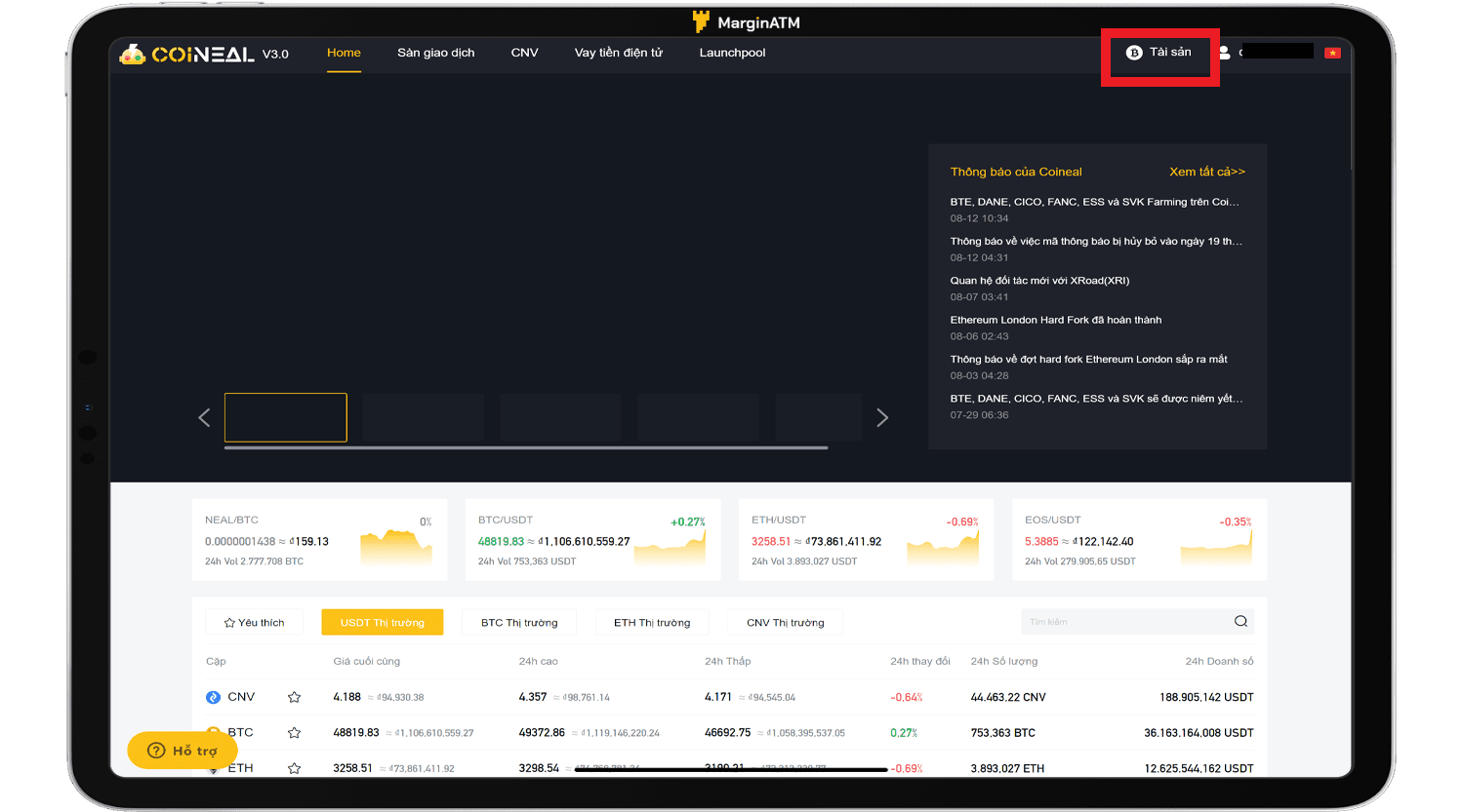 Nạp và rút tiền trên sàn tiền ảo Coineal