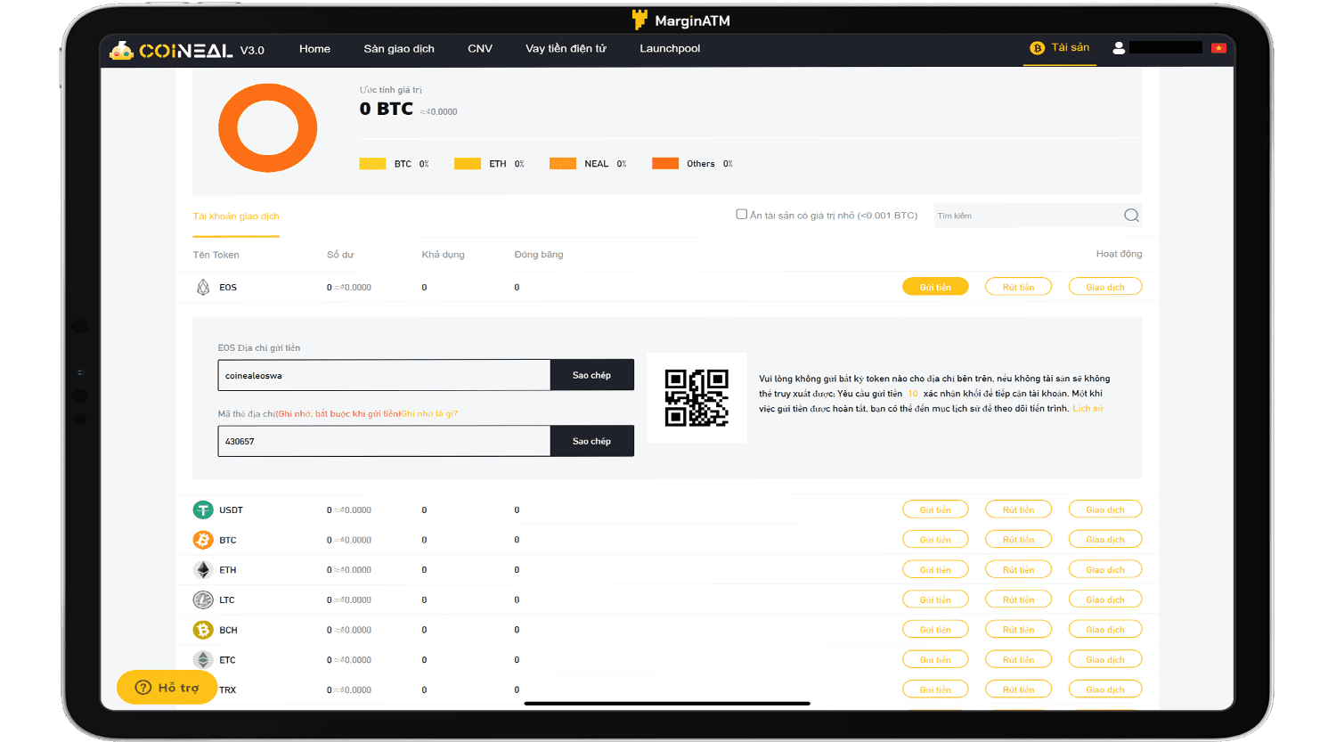 Nạp và rút tiền trên sàn tiền ảo Coineal