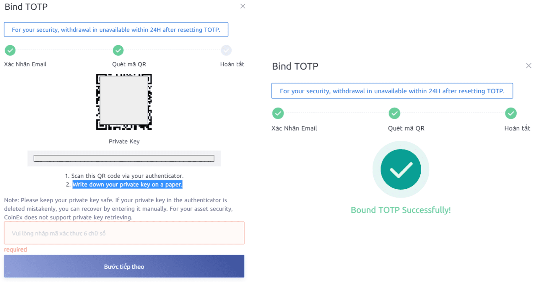 Thiết lập bảo mật 2FA