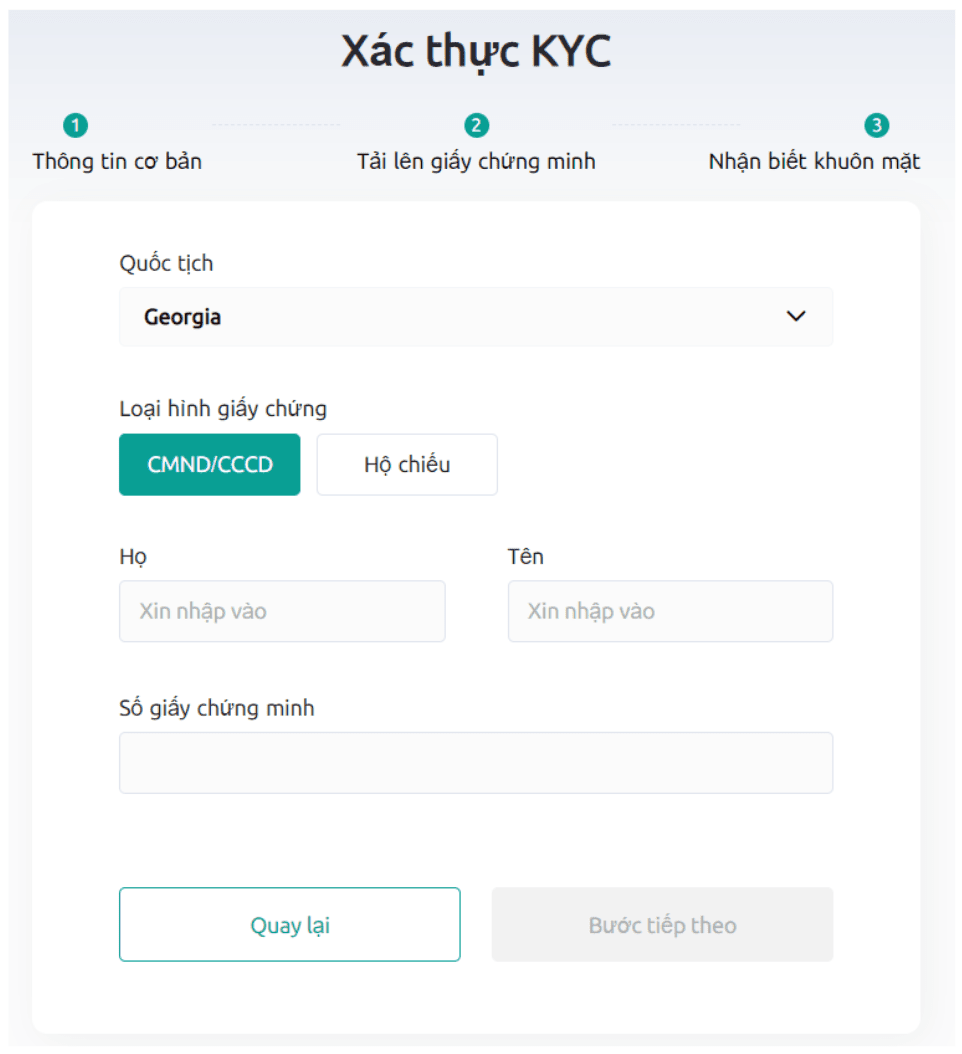 Xác minh danh tính - KYC cơ bản