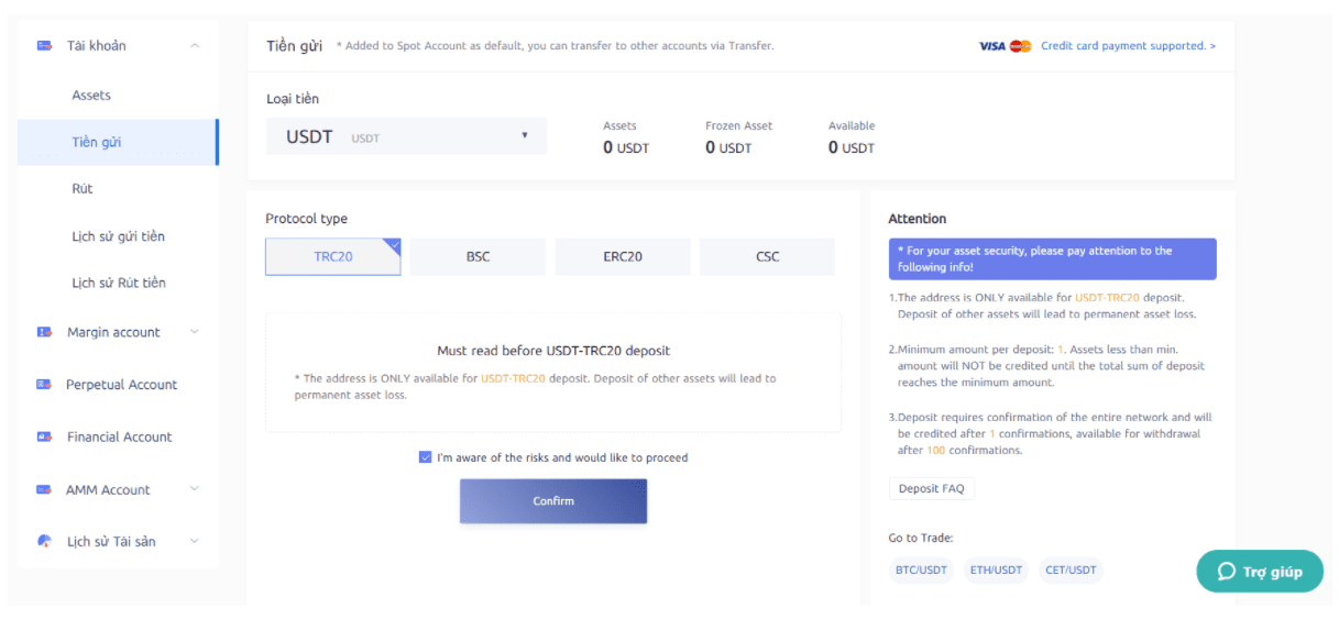 Cách nạp tiền trên sàn Coinex là gì