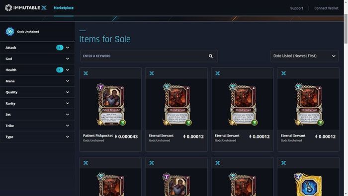 NFTs marketplace trên Immutable X.