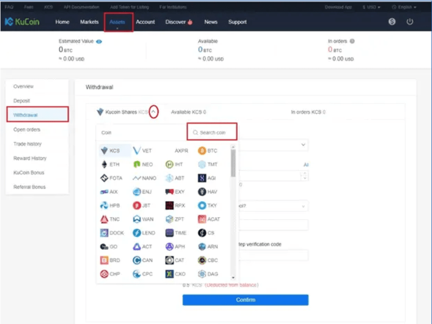Hướng dẫn nạp/rút tiền trên sàn giao dịch Kucoin