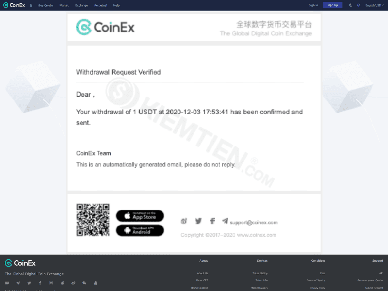 Cách rút tiền Coine