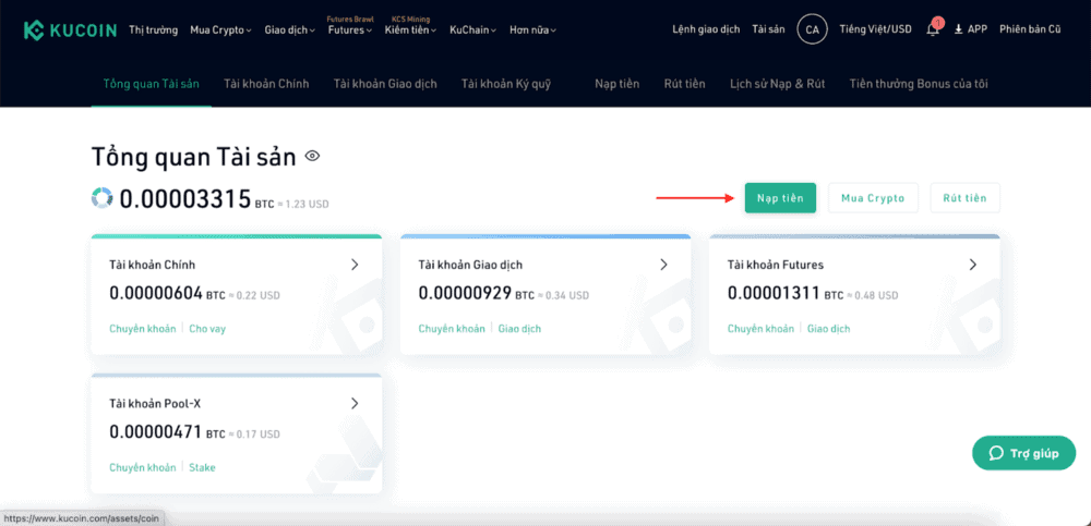 Hướng dẫn cách nạp tiền Kucoin