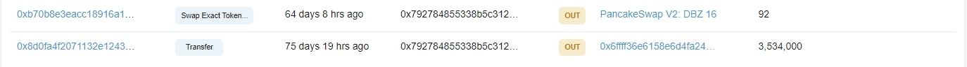 Khoa Pug chuyển một phần token sang các ví khác của mình, bao gồm khoảng 2,8M DBZ coin sang ví 2 và 3,5M DBZ coin sang ví 3