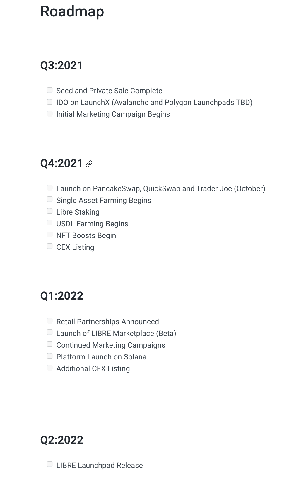 libre defi roadmap