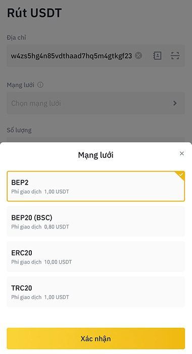 phí giao dịch usdt trên bep2