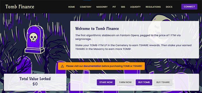 Giao diện website Tomb finance