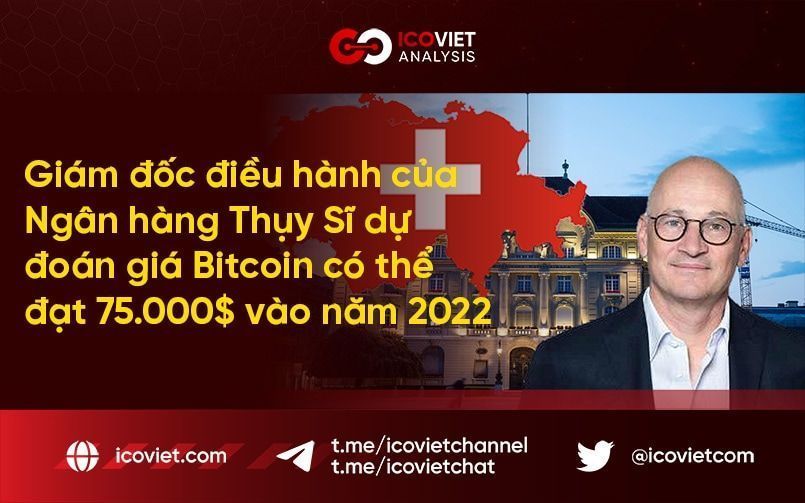 Giám đốc điều hành của Ngân hàng Thụy Sĩ dự đoán giá Bitcoin có thể đạt 75.000 đô la vào năm 2022