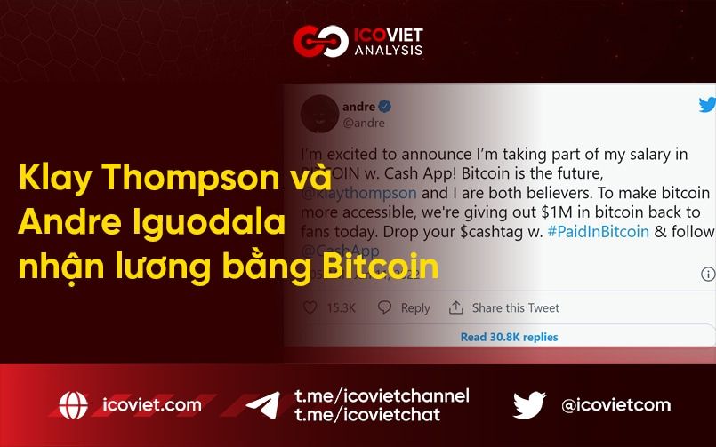 Klay Thompson và Andre Iguodala nhận lương bằng Bitcoin