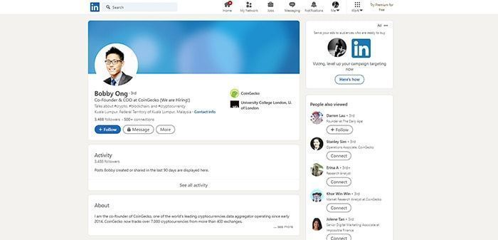 bobby ong linkedin coo của coingecko ventures