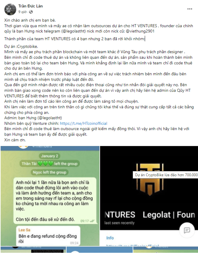 Dự án CryptoBike (CB) lừa đảo chiếm đoạt hơn 200 tỷ nhiều nhà đầu tư mất trắng nguyen duc lan lua dao cryptobike