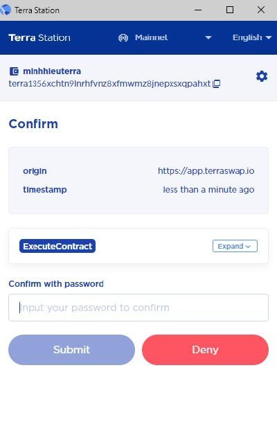 TerraSwap và Terra Station là gì? Hướng dẫn sử dụng Terra Station Extension rút thanh khoản terraswap 4