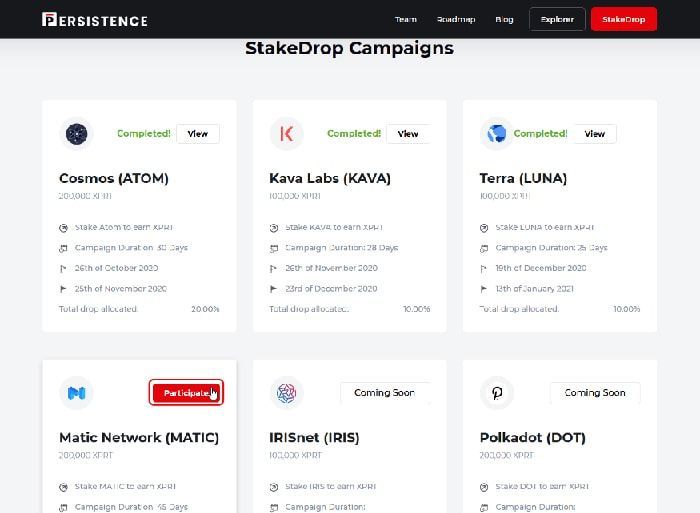 Hướng dẫn 3 bước stake MATIC, ATOM, LUNA hay DOT trên Persistence tham gia stakedrop 2