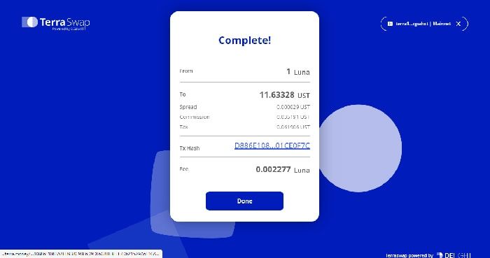 TerraSwap và Terra Station là gì? Hướng dẫn sử dụng Terra Station Extension xác nhận giao dịch trên terraswap