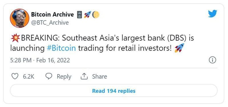 Ngân hàng lớn nhất Đông Nam Á - DBS đang triển khai giao dịch Bitcoin