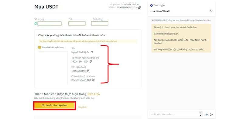bước 6 giao dịch p2p