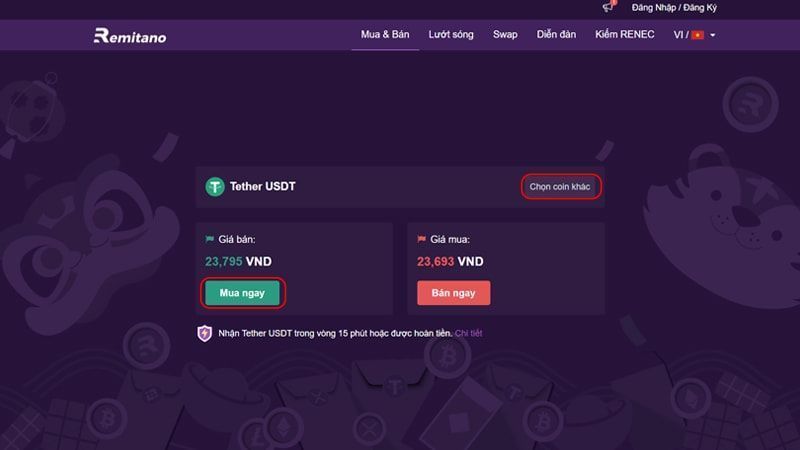 bước 2 p2p2 remitano