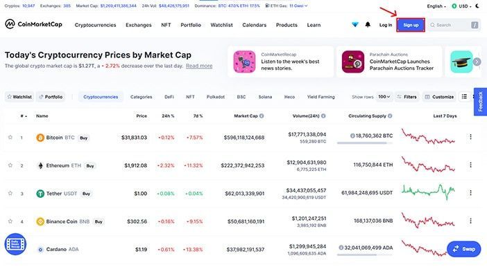 cach dang ky coinmarketcap