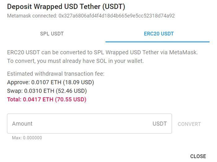 deposit usdt sollet 3