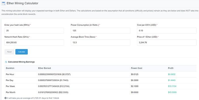 ether mining calculate etherscan
