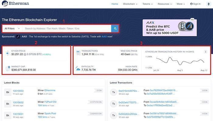 giao dien co ban cua etherscan
