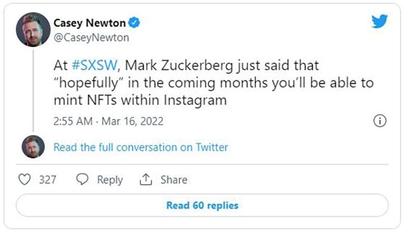 Mark Zuckerberg cho biết Instagram sẽ sớm bổ sung NFT
