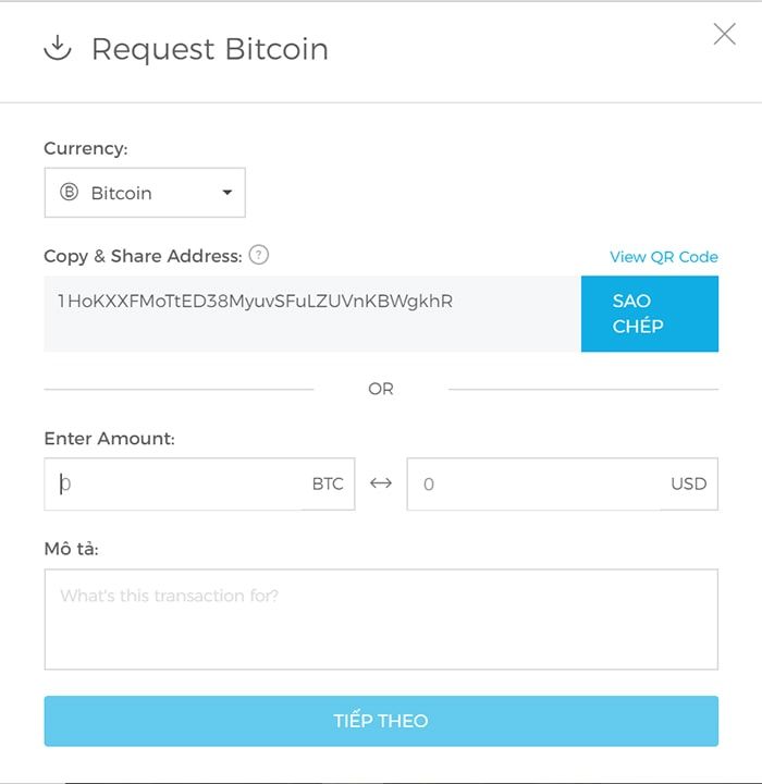 chuyen bitcoin vao vi blockchain