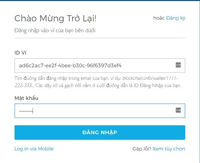 dang nhap vi blockchain