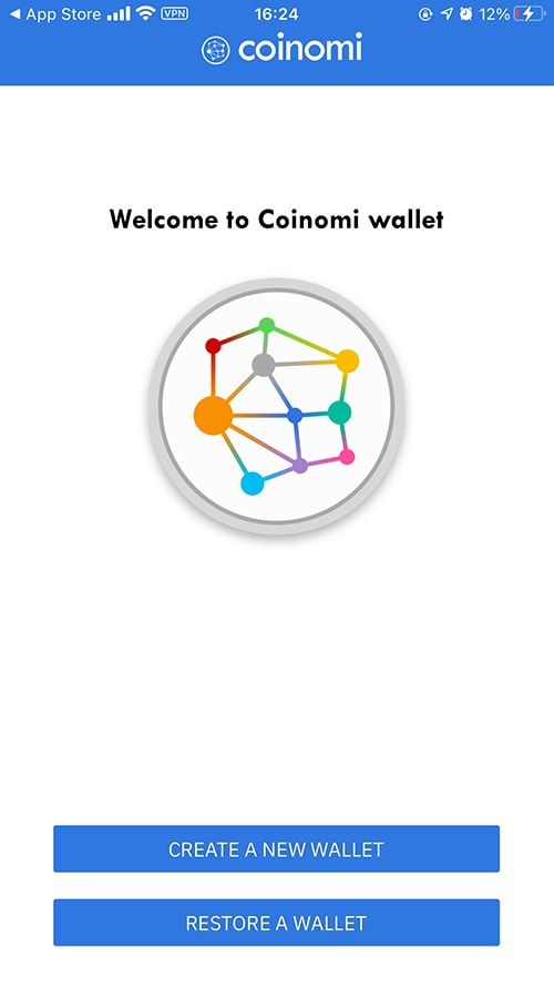 giao dien dang nhap vi coinomi