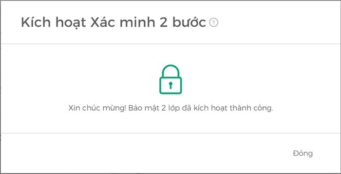 kich hoat bao mat vi blockchain thanh cong