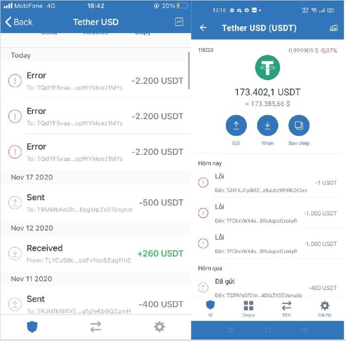 xu ly loi trust wallet