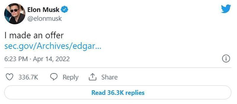 Elon Musk đề nghị mua Twitter với giá 41 tỷ đô la Elon Musk đề nghị mua Twitter với giá 41 tỷ đô la