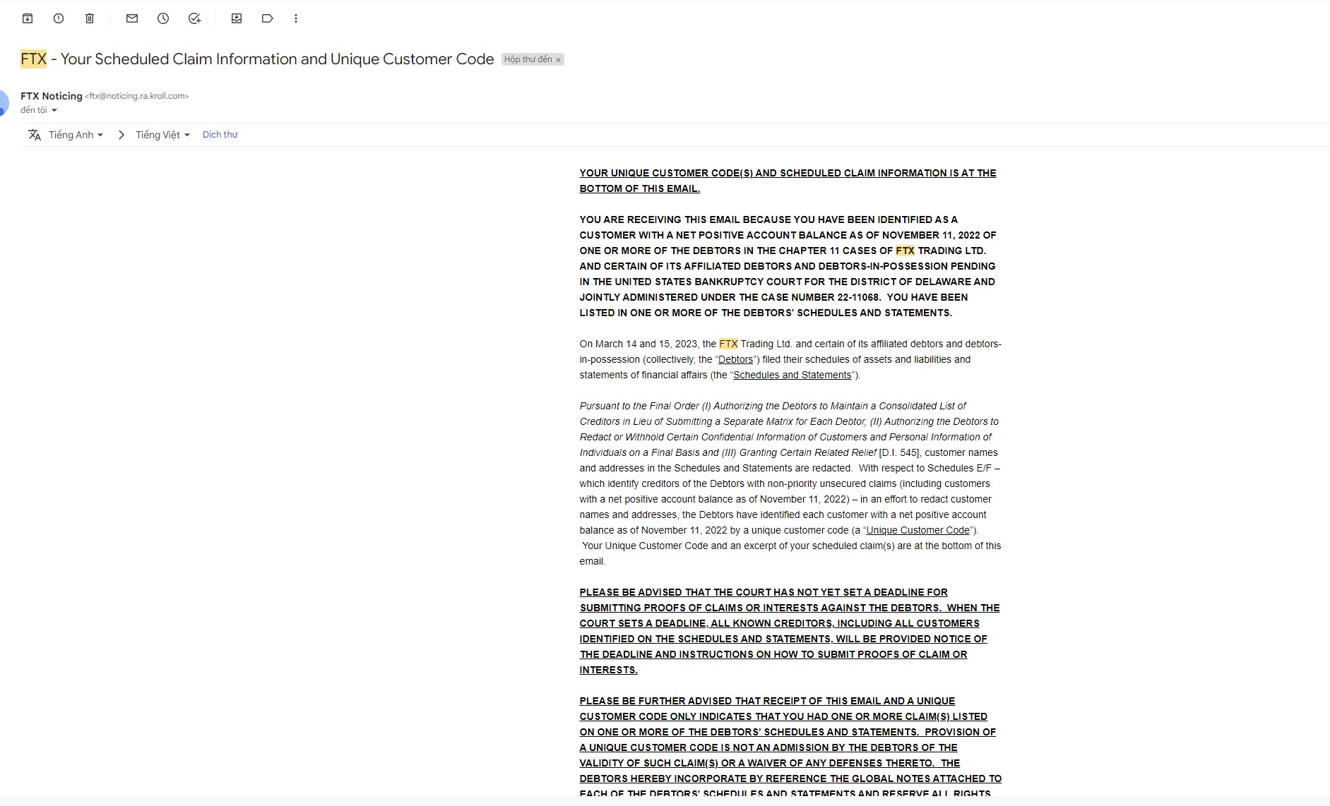 FTX thông báo trả tiền hoàn lại cho người dùng Việt FTX hoàn lại tiền